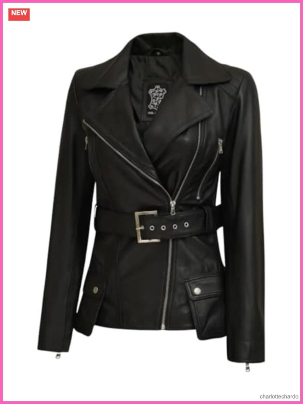 Real Lambskin Asymmetrical Belted Leather Jacket Womens
